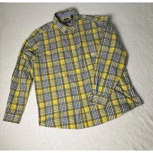 Chaps Mens Easy Care Yellow Plaid Shirt, Size XXL
